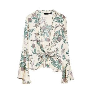 Zara birds of paradise wrap blouse